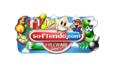 Softendo's logo in 2009, which featured Buziol's old games mascots like Bod, Vector and Bonden. and the Luma with teeth and eyes, which was its main mascot.